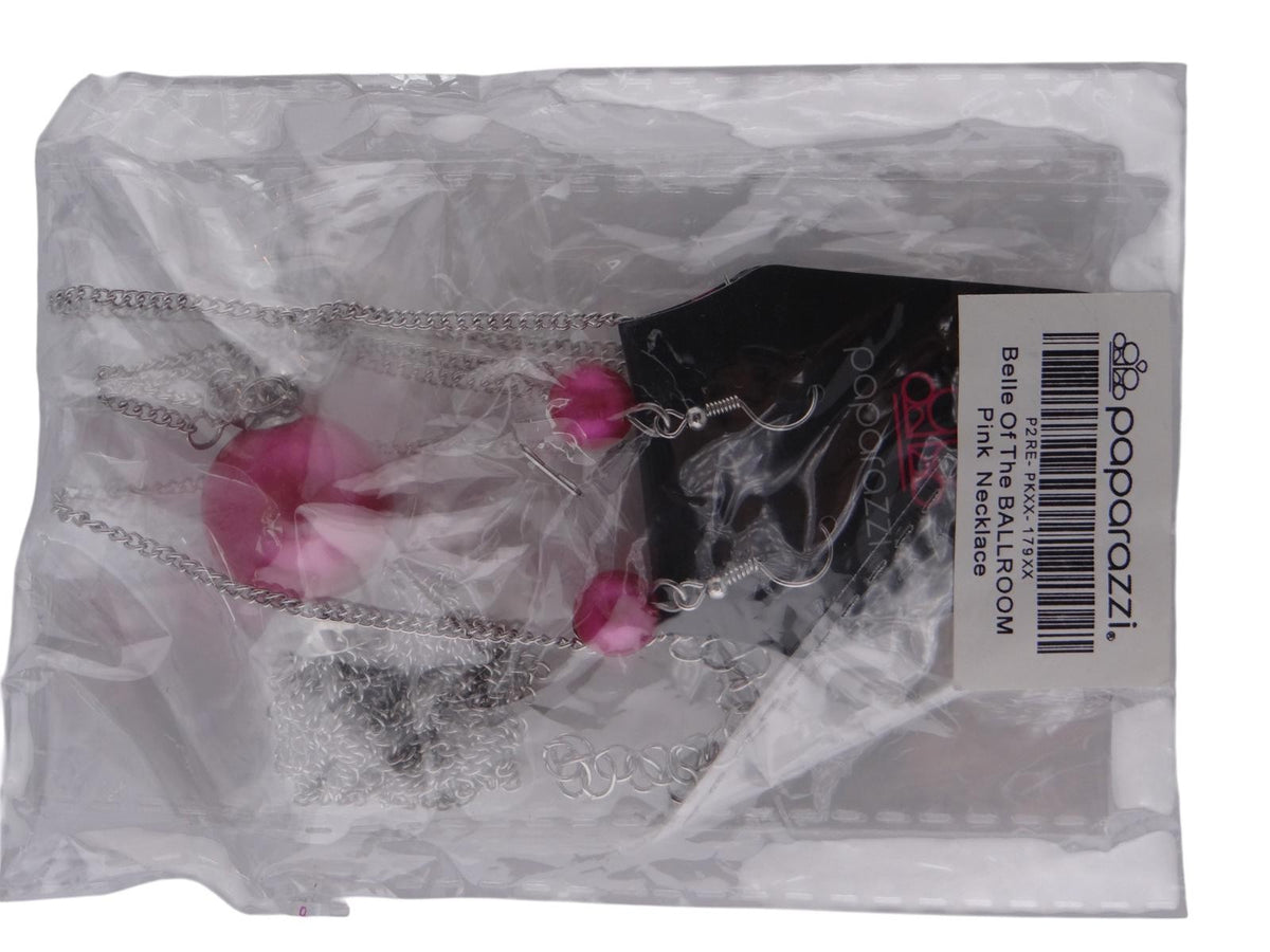 Paparazzi Belle of the Ball Pink Necklace and Earring Set2