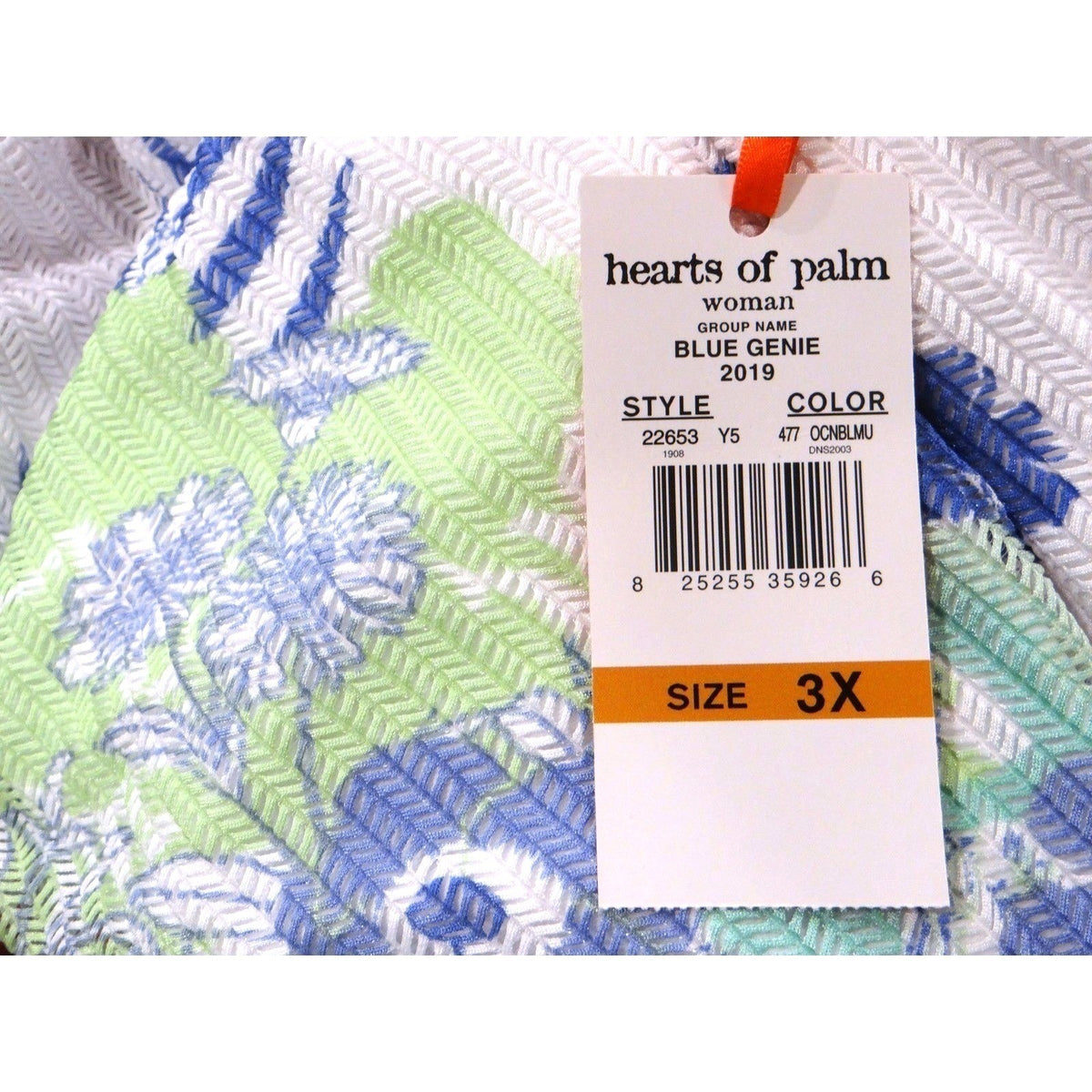 New w Tag Hearts of Palm Woman Blue Genie Top Tunic 3X Floral Tropical V Neck3