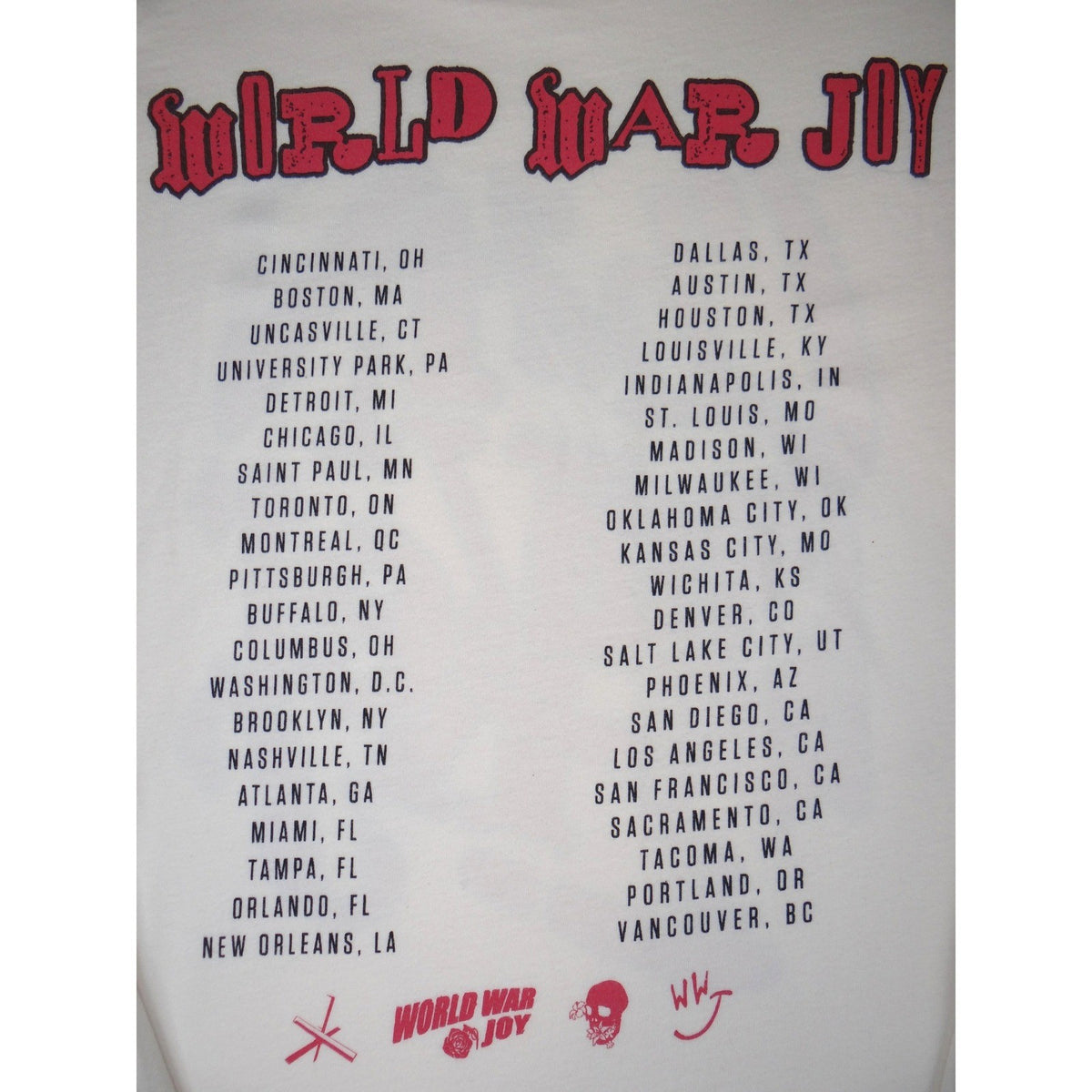 The Chainsmokers World War Joy Long Sleeve Tour Graphic T Shirt Cream Men Large