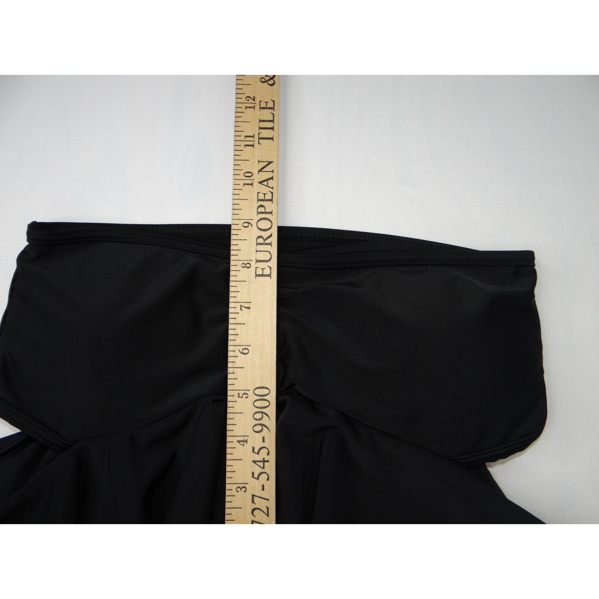 Womens Black Bandeau Peplum Ruffle Bikini Top Small Strapless Swimwear