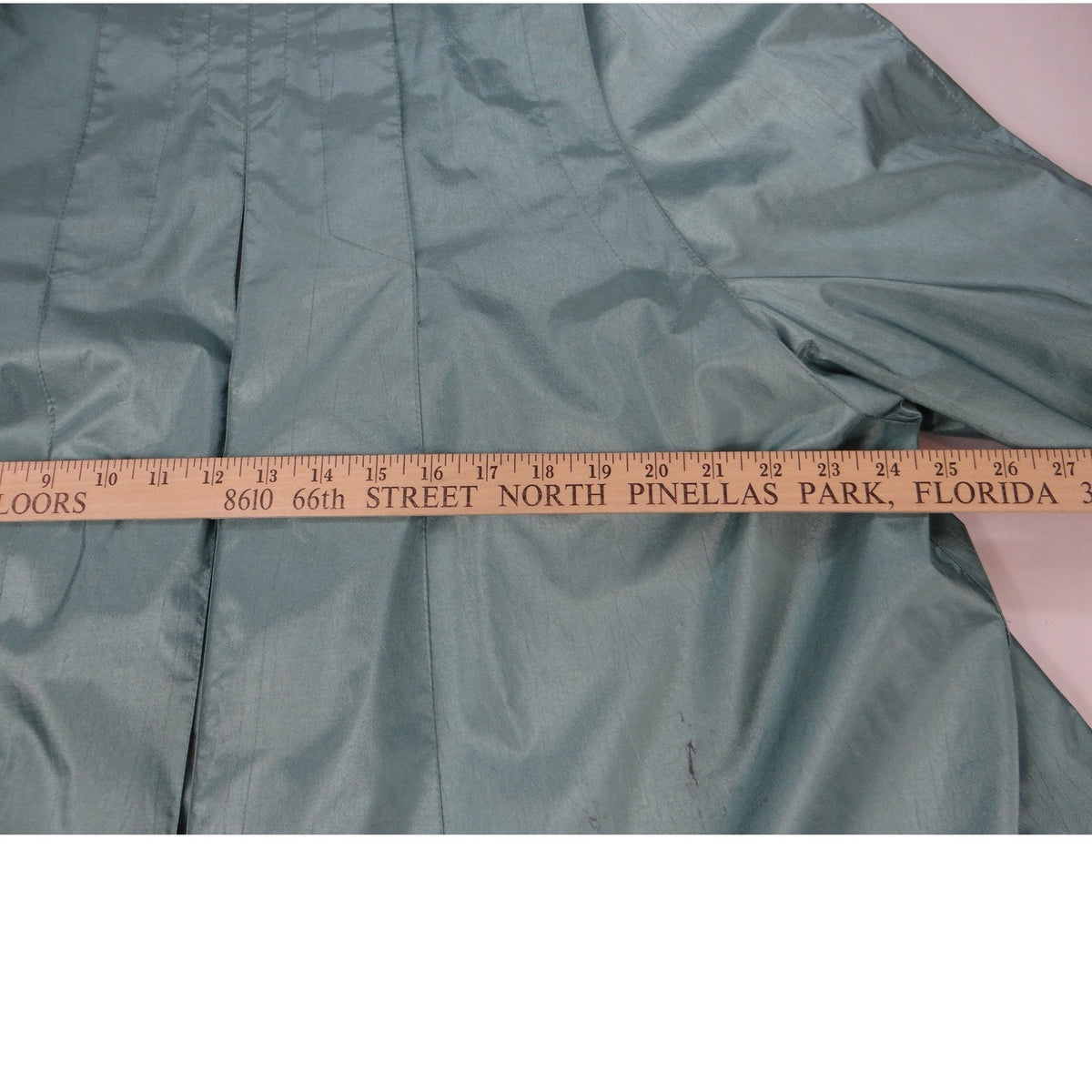 Vintage British Mist Teal Raincoat Women's Size 16 Trench Style Water Resistant13