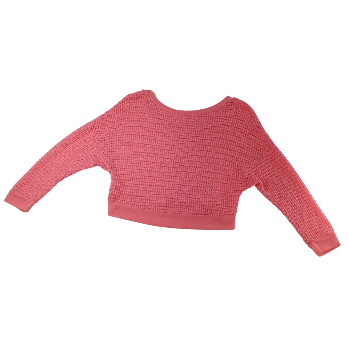 Blushed Coral Pink Waffle Knit Cropped Sweater Size L