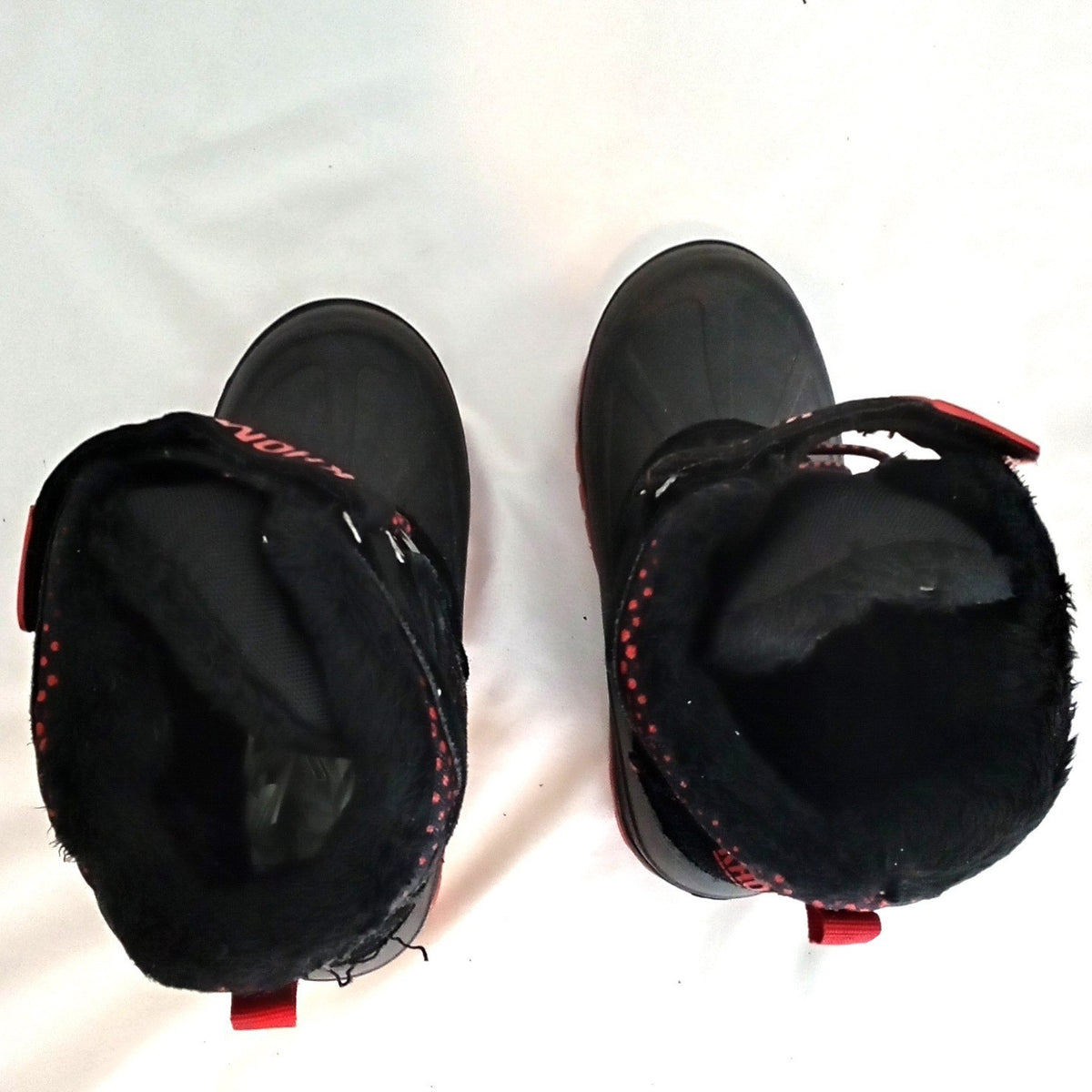 Khombu Hickory Kids Black Red Leather Faux Fur Lined Snow Boots Size 11M 8014615