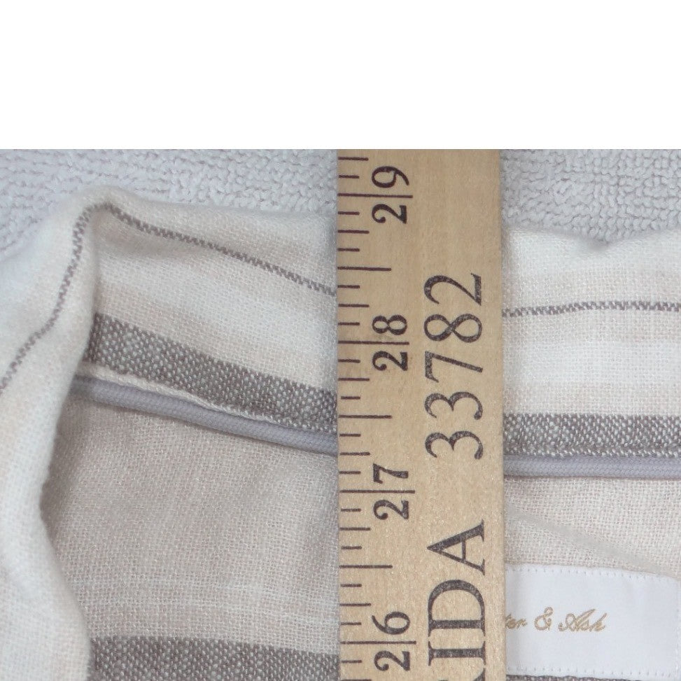 Porter & Ash Mens Large Linen Blend Striped Short Sleeve Button Up Shirt Cream5