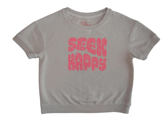 Cat & Jack 'Seek Happy' Graphic Crop Top - Size 6/7