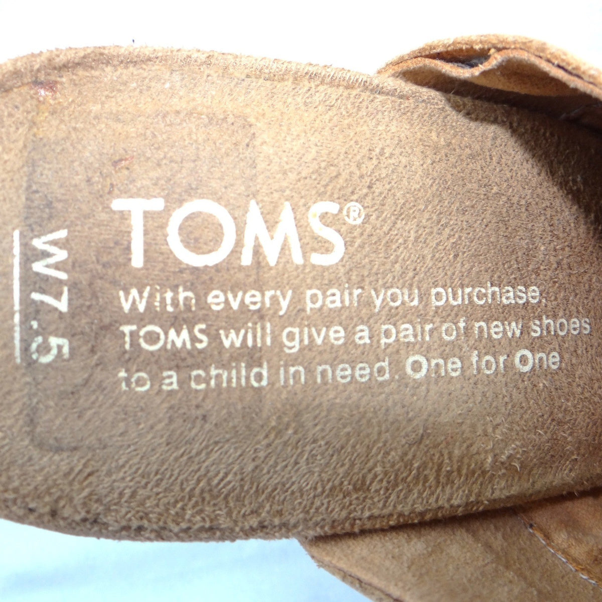 TOMS Majorca Perforated Suede Mules Sand Tan Block Heel Sandals Womens 7.5