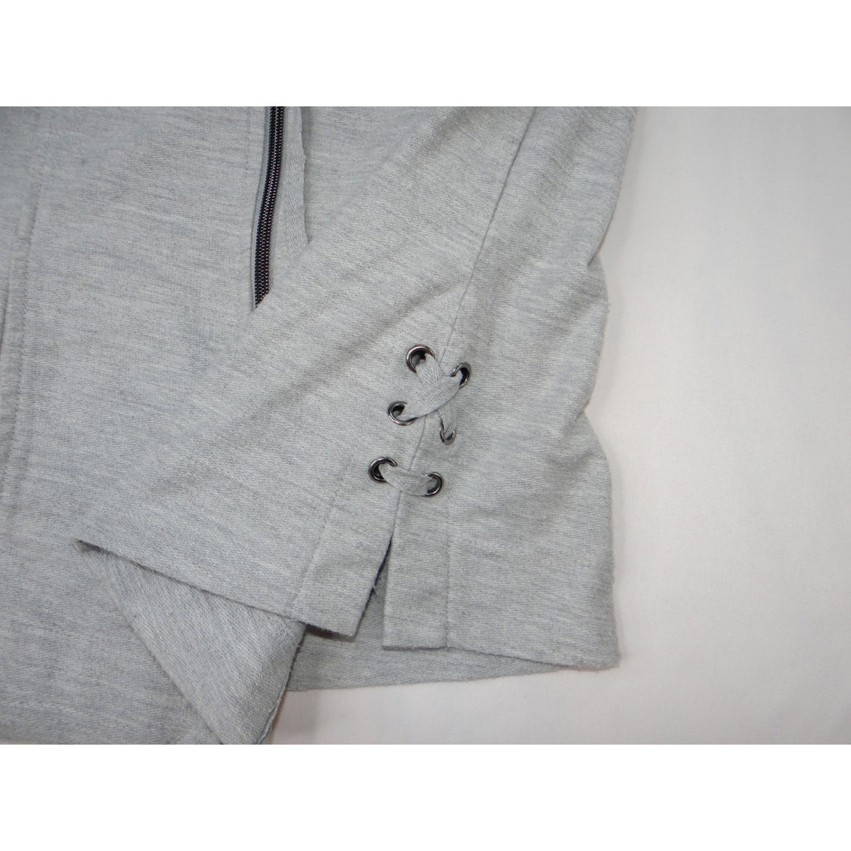 Coral Bay Energy Gray Full Zip Mock Neck Lace Up Side Jacket PS