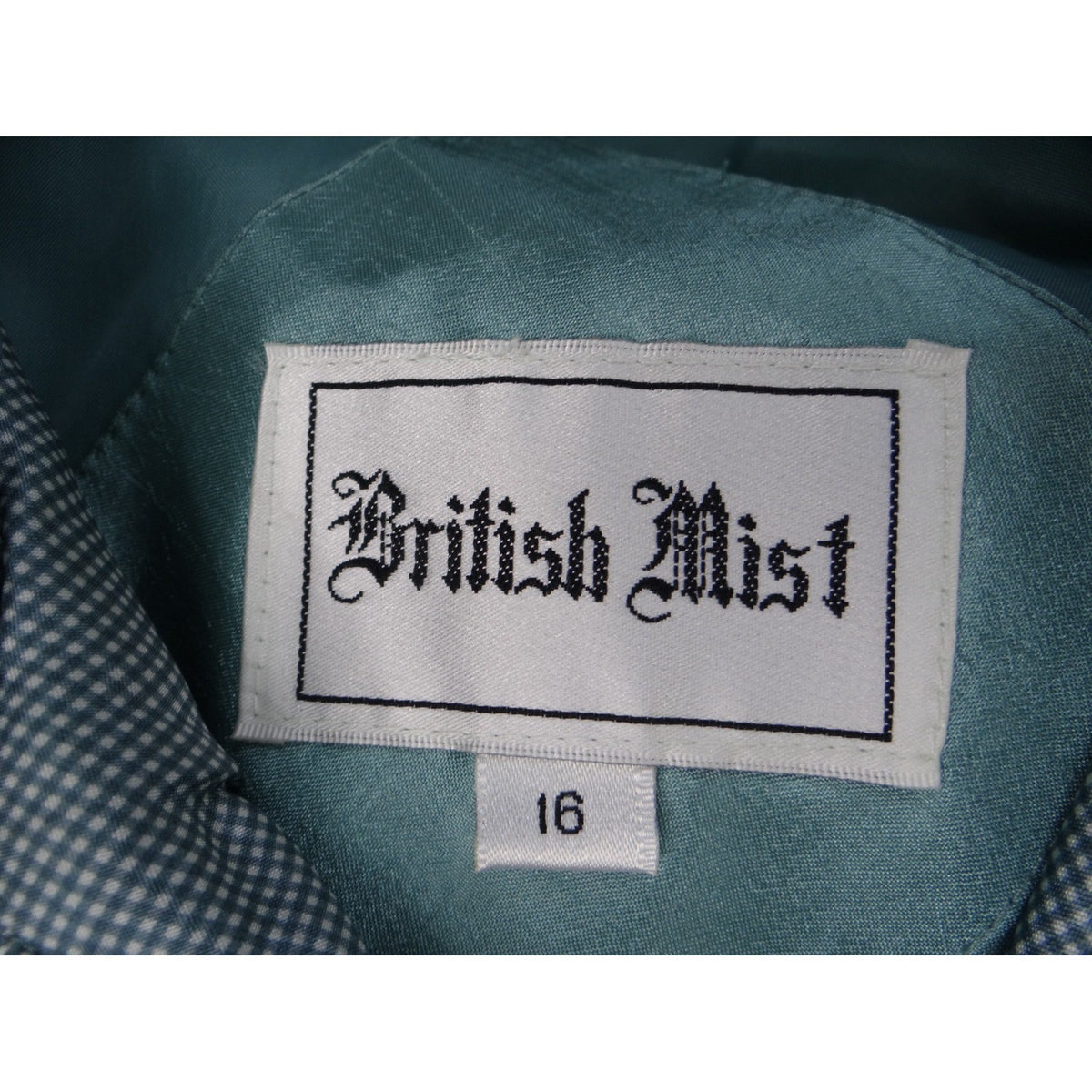 Vintage British Mist Teal Raincoat Women's Size 16 Trench Style Water Resistant3