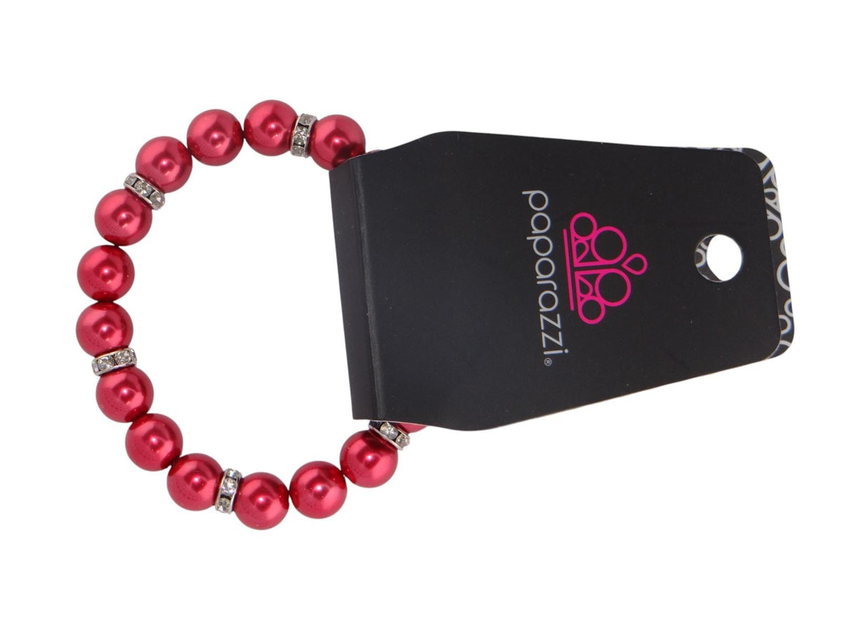 Paparazzi Red Beaded Bracelet with Silver Accents0