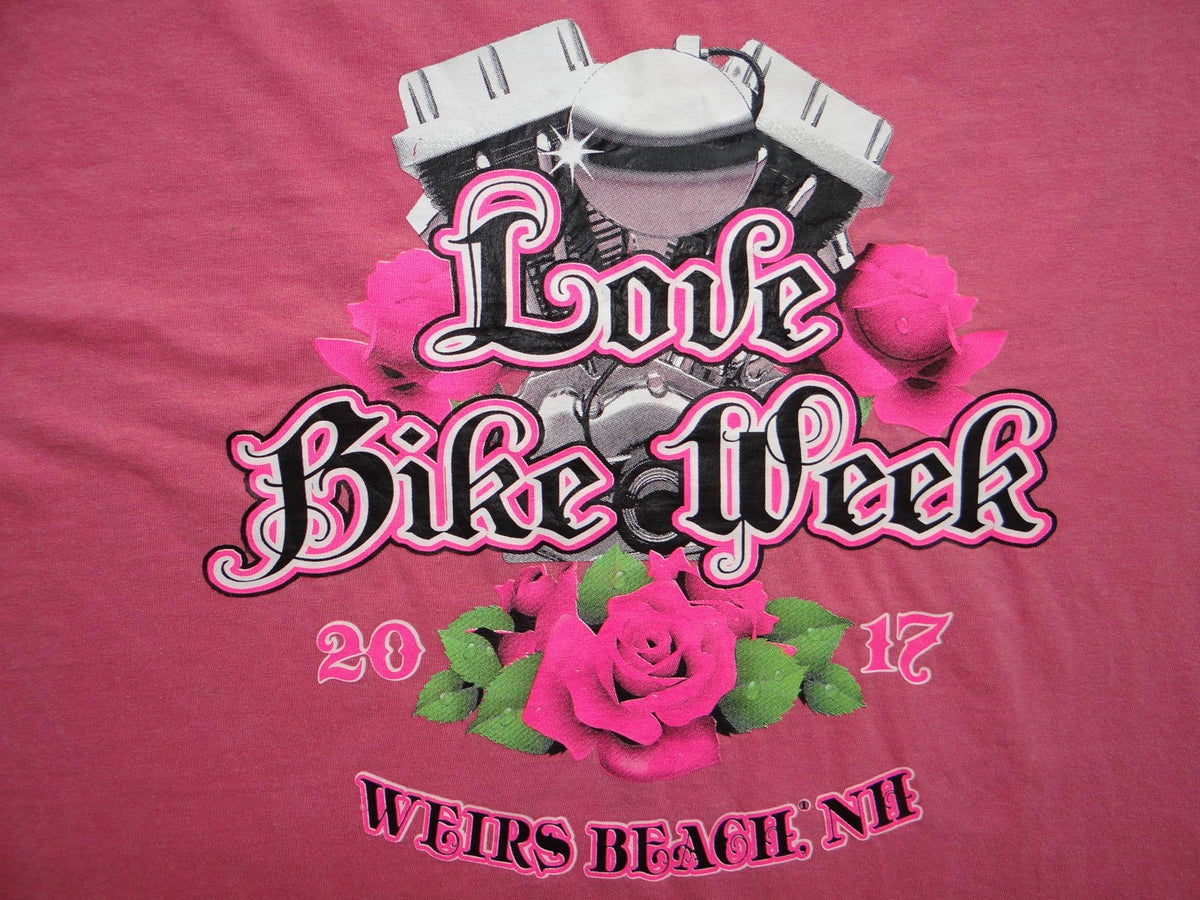 Women's Pink Sleeveless Muscle Tee   Love Bike Week 2017 Weirs Beach NH2