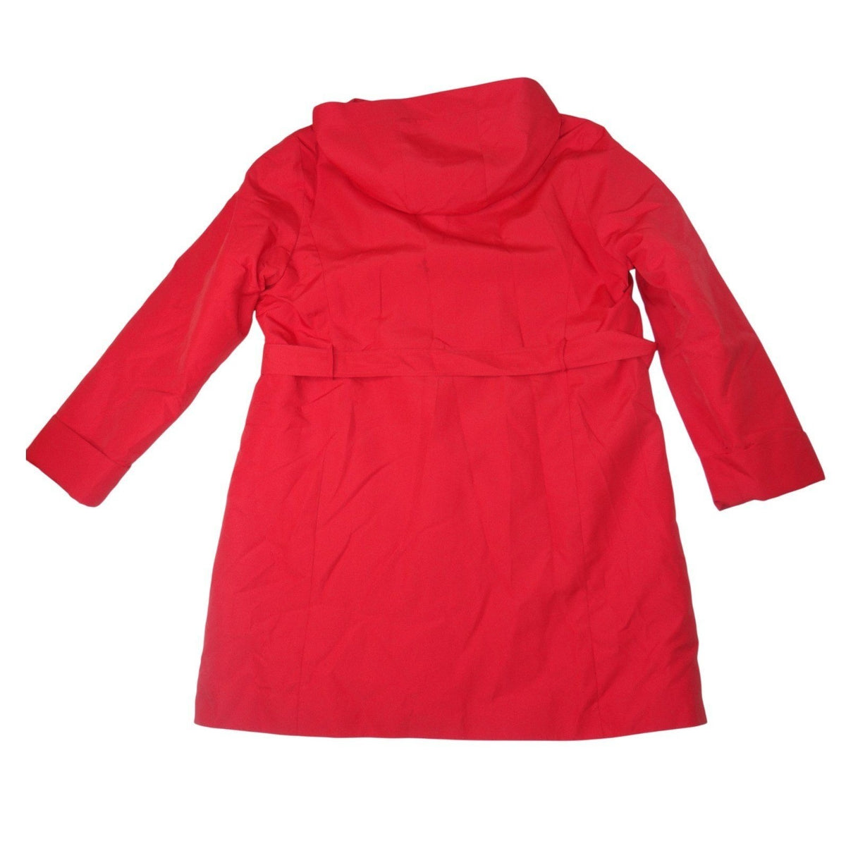 Vintage Drizzle Women's Red Hooded Belted Trench Coat Rain Jacket Size 14R3