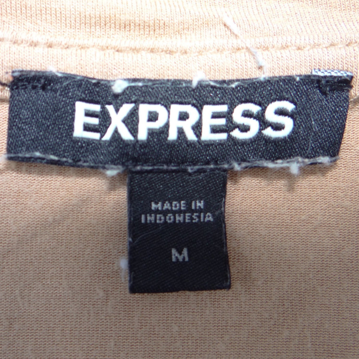 Express Womens Tan V-Neck Short Sleeve Relaxed Fit High-Low Hem Tee Size M
