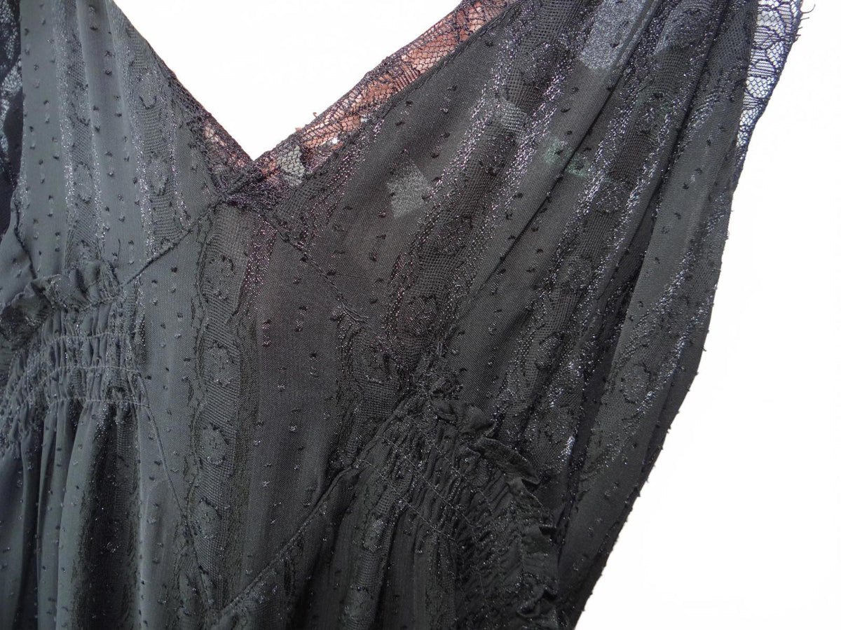 Elegant Black Lace Trimmed Jumpsuit   size 42