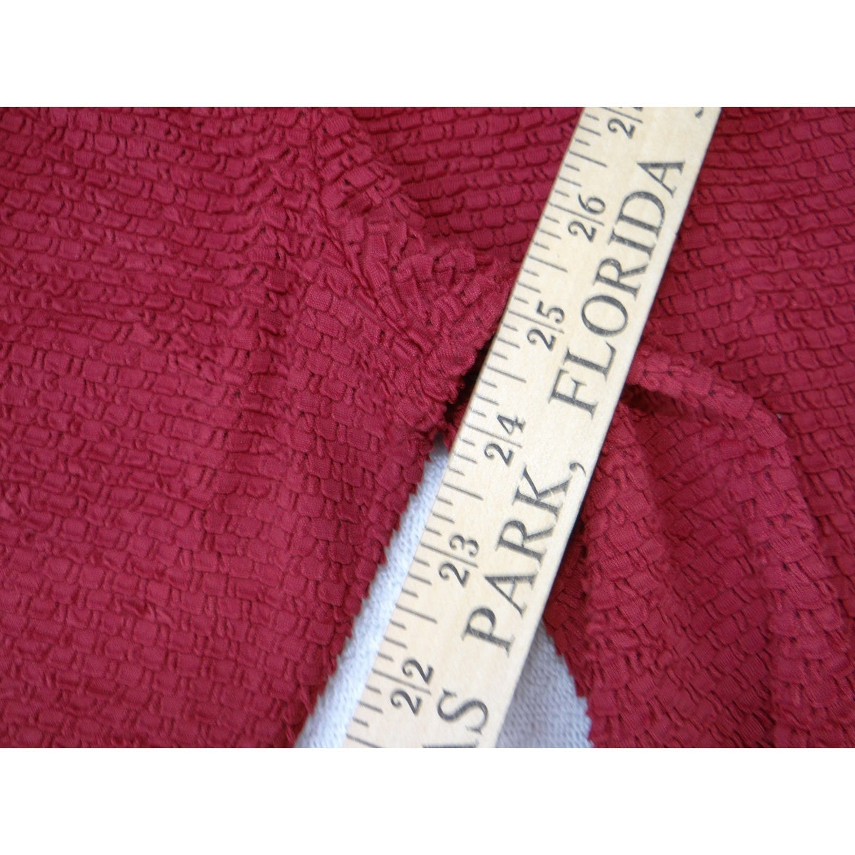 Popcorn Textured Wide Leg Pants Red High Waist Elastic Retro USA Made S4