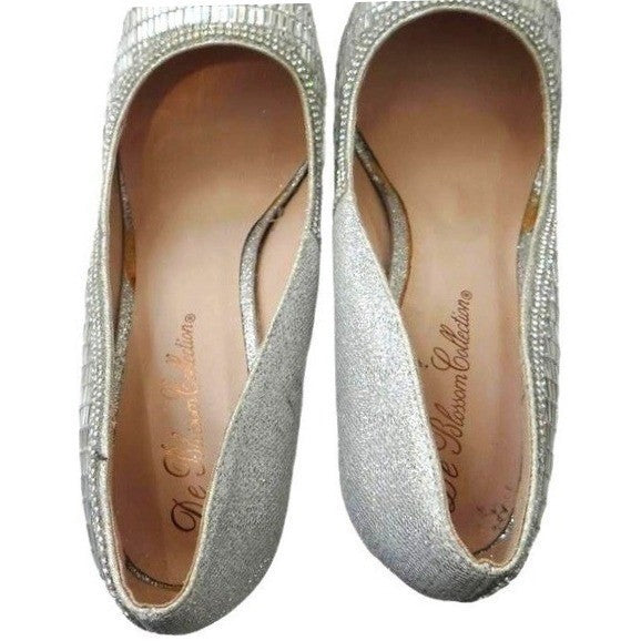 De Blossum Collection Stunning Unique Silver Mirror Mosaic High Heel Pumps Sz 107