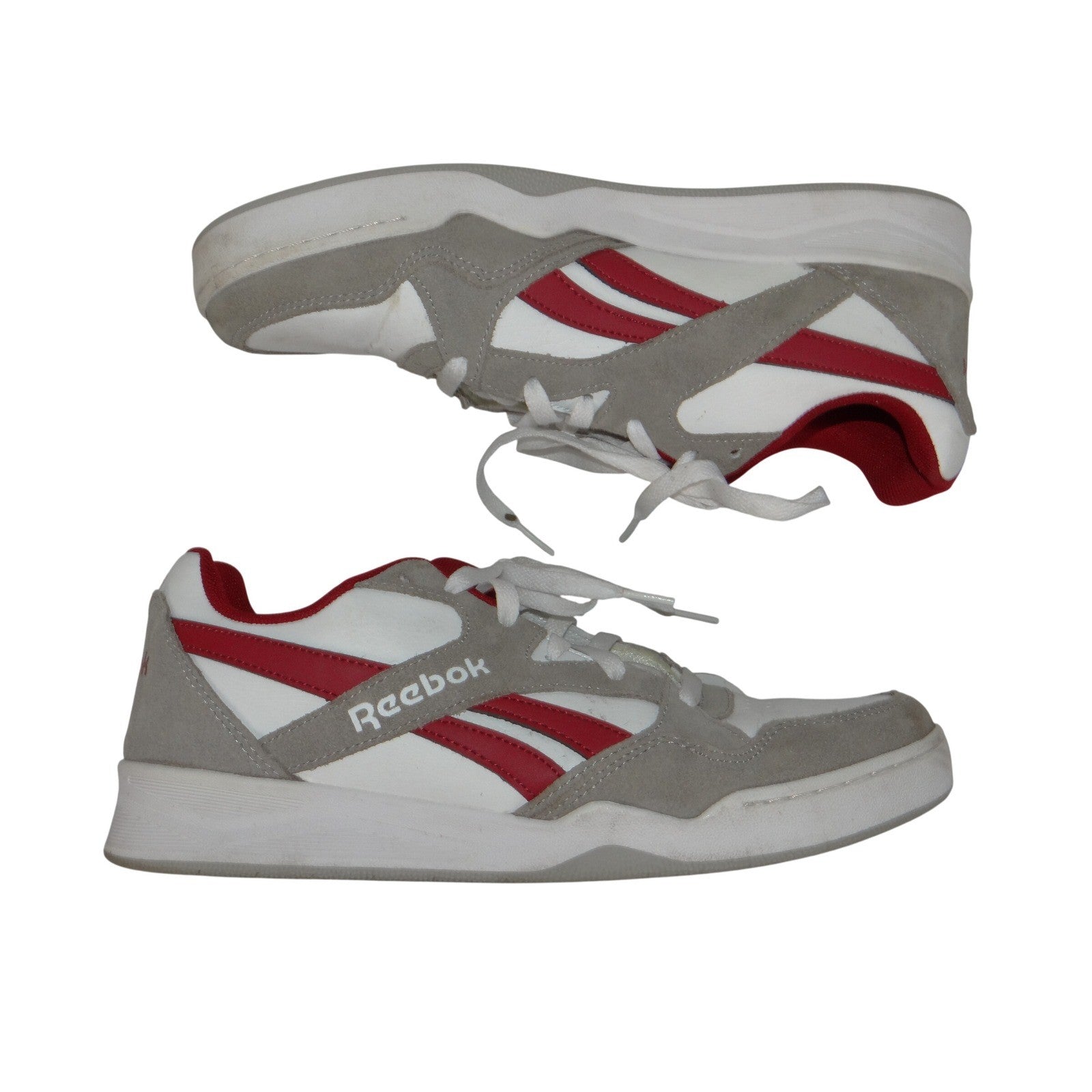 Reebok Court Advance Mens 9.5 White Grey Red Leather Suede Sneakers FFC00960690