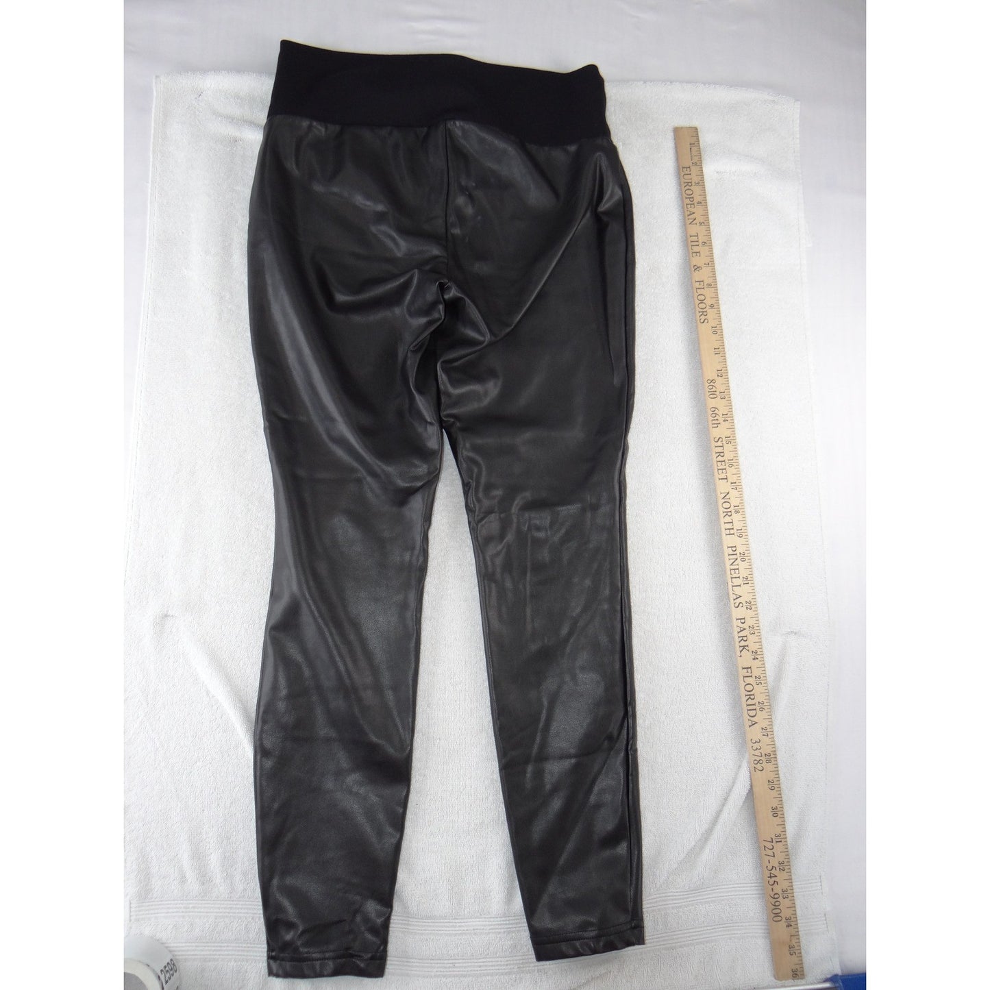 Stork & Babe Womens Maternity Faux Leather Leggings Black Skinny Size S/P 25986