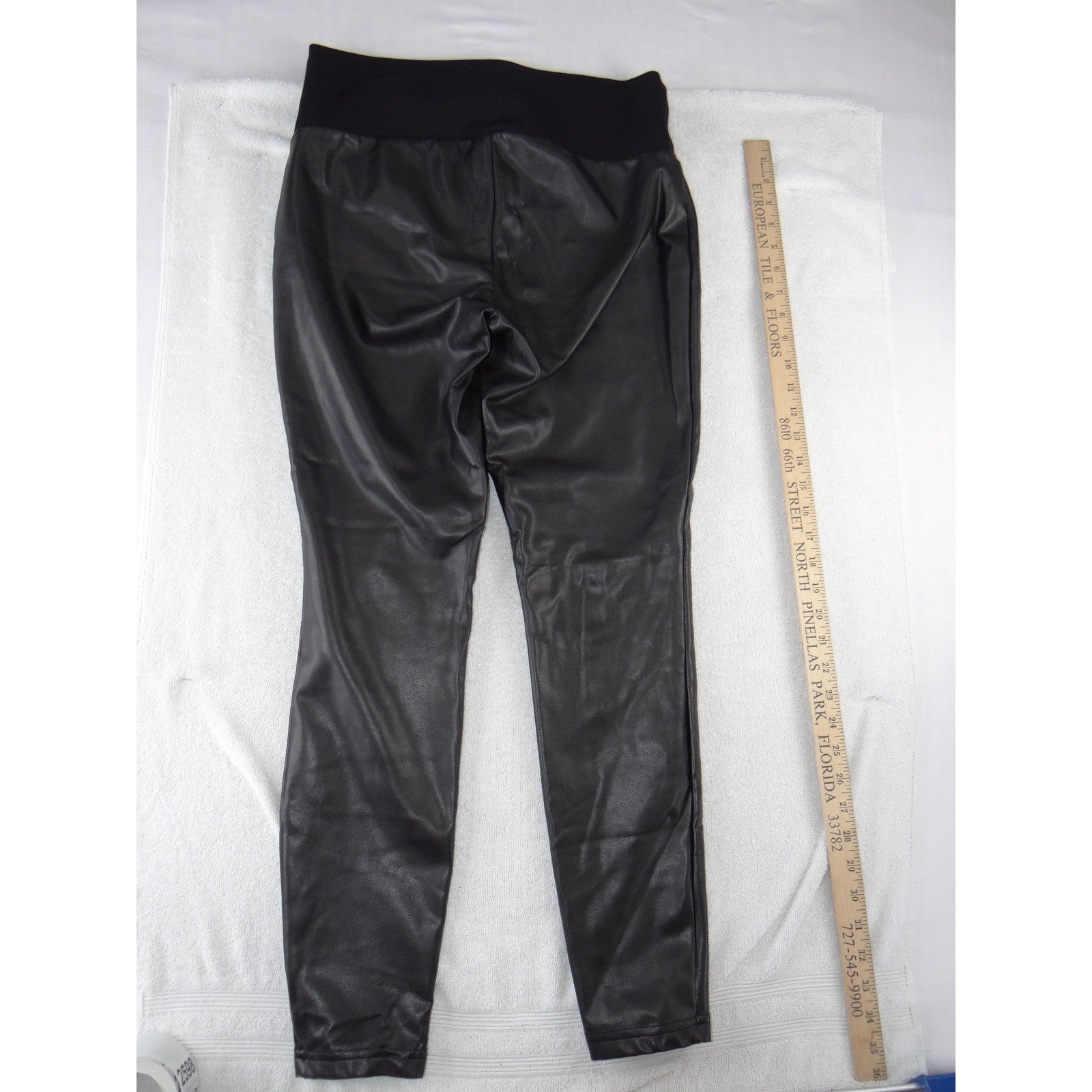 Stork & Babe Womens Maternity Faux Leather Leggings Black Skinny Size S/P 25986