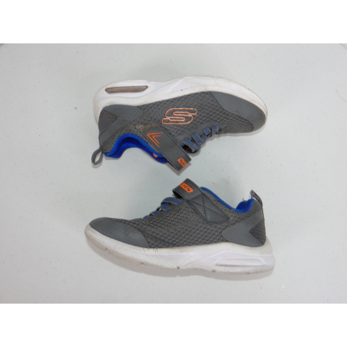 Skechers Kids 403818L Grey Blue Orange Air Cushioned Athletic Sneakers Size 131