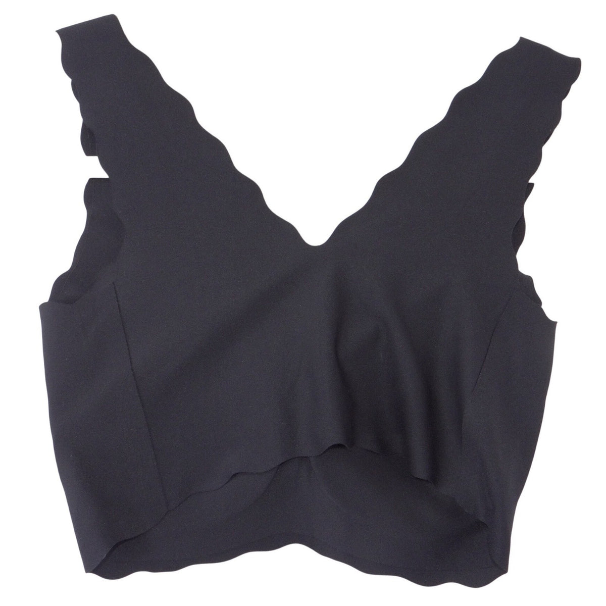Free 24H Women Black Seamless Scalloped Edge V Neck Wireless Bralette2
