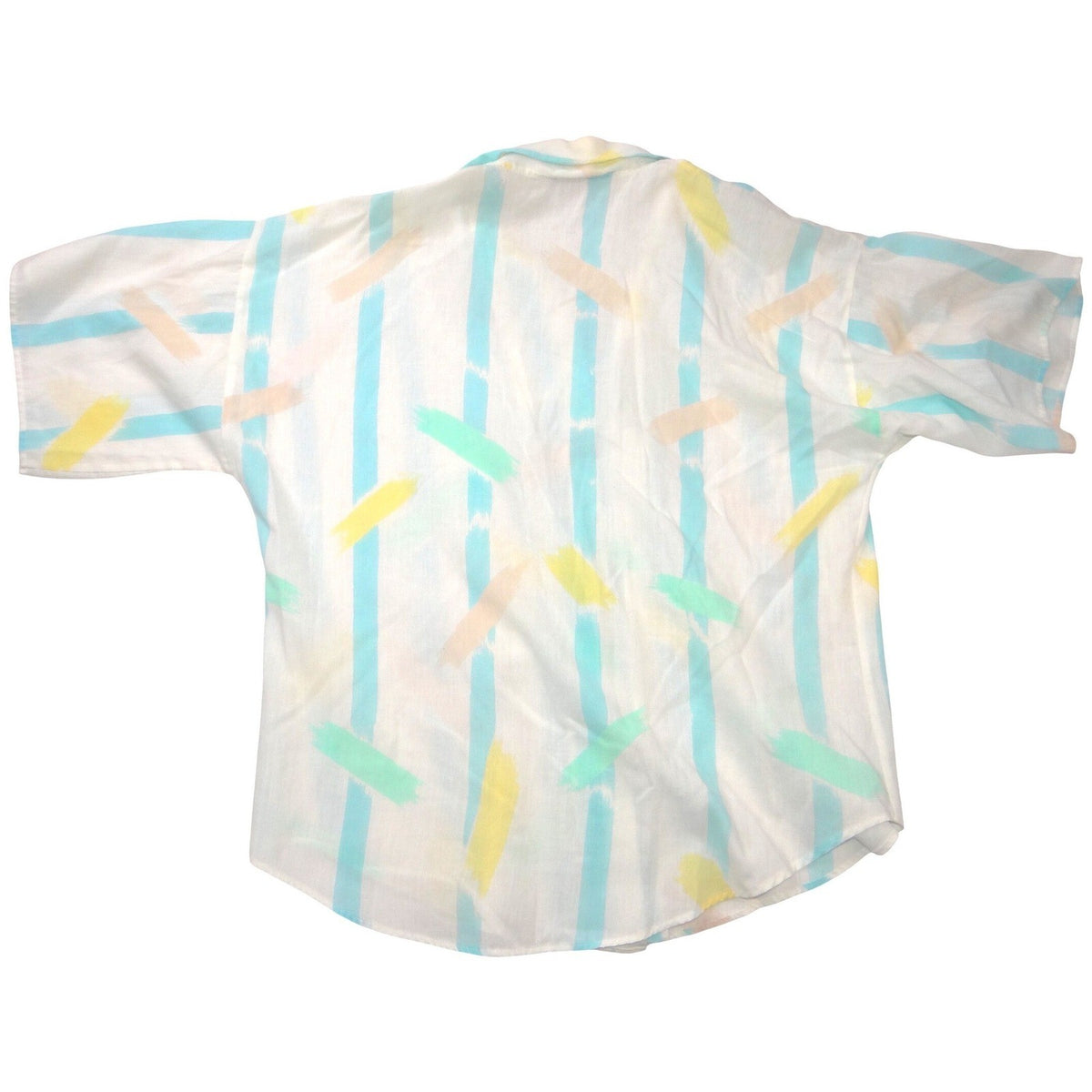 Leslie Ann Fashions Vintage Pastel Abstract Stripe Button Up Shirt Medium USA