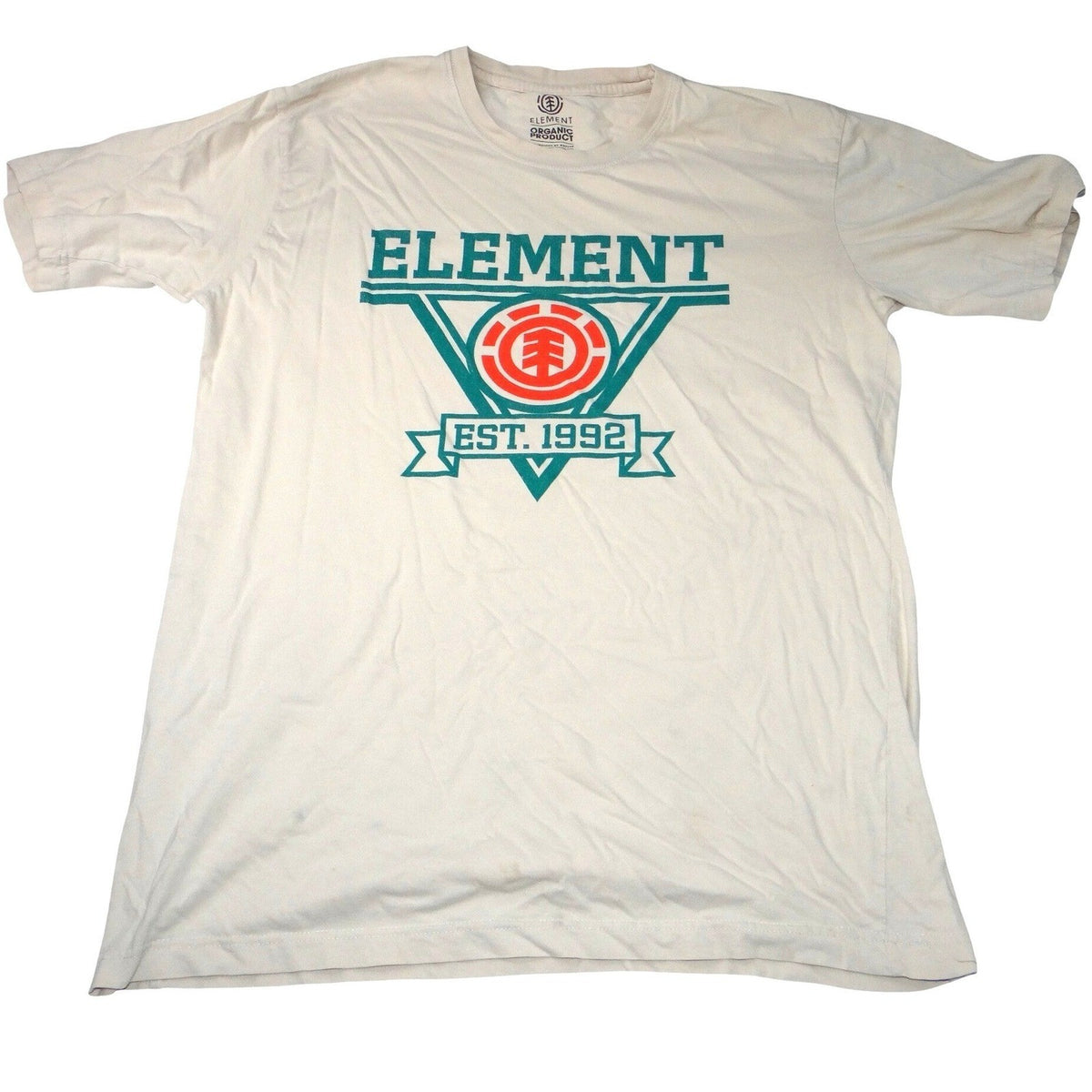 Element Organic Cotton T Shirt Men's XL Beige Graphic Tee Est 1992