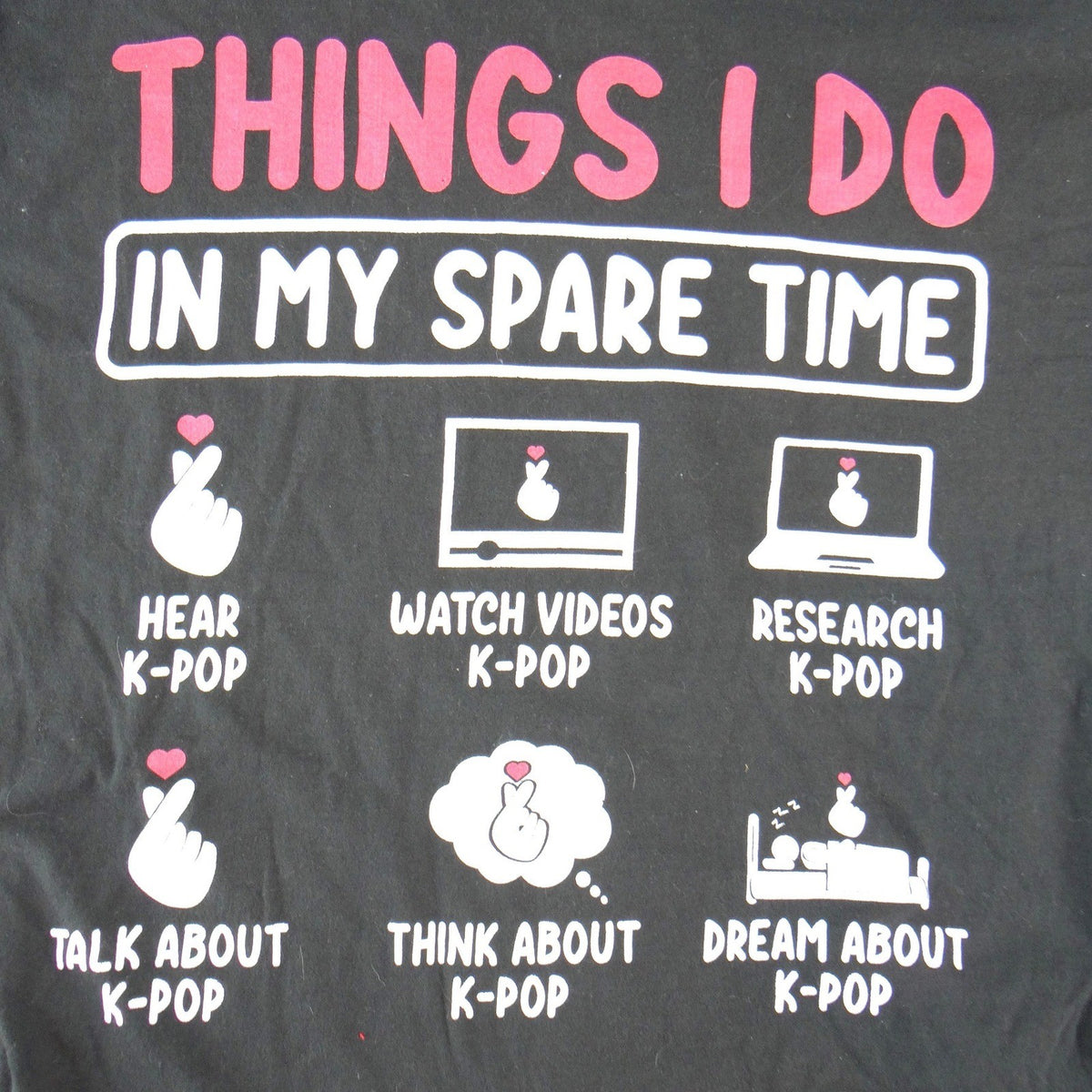 Port & Company K Pop Things I Do In My Spare Time Graphic T Shirt Black Large3