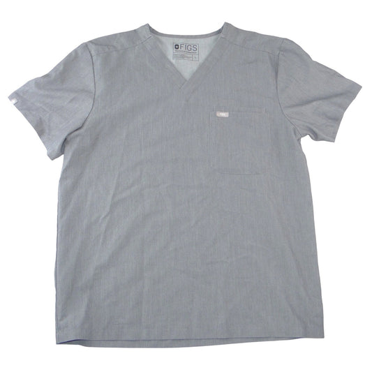 FIGS Technical Collection Mens V-Neck Scrub Top Heather Gray Size L
