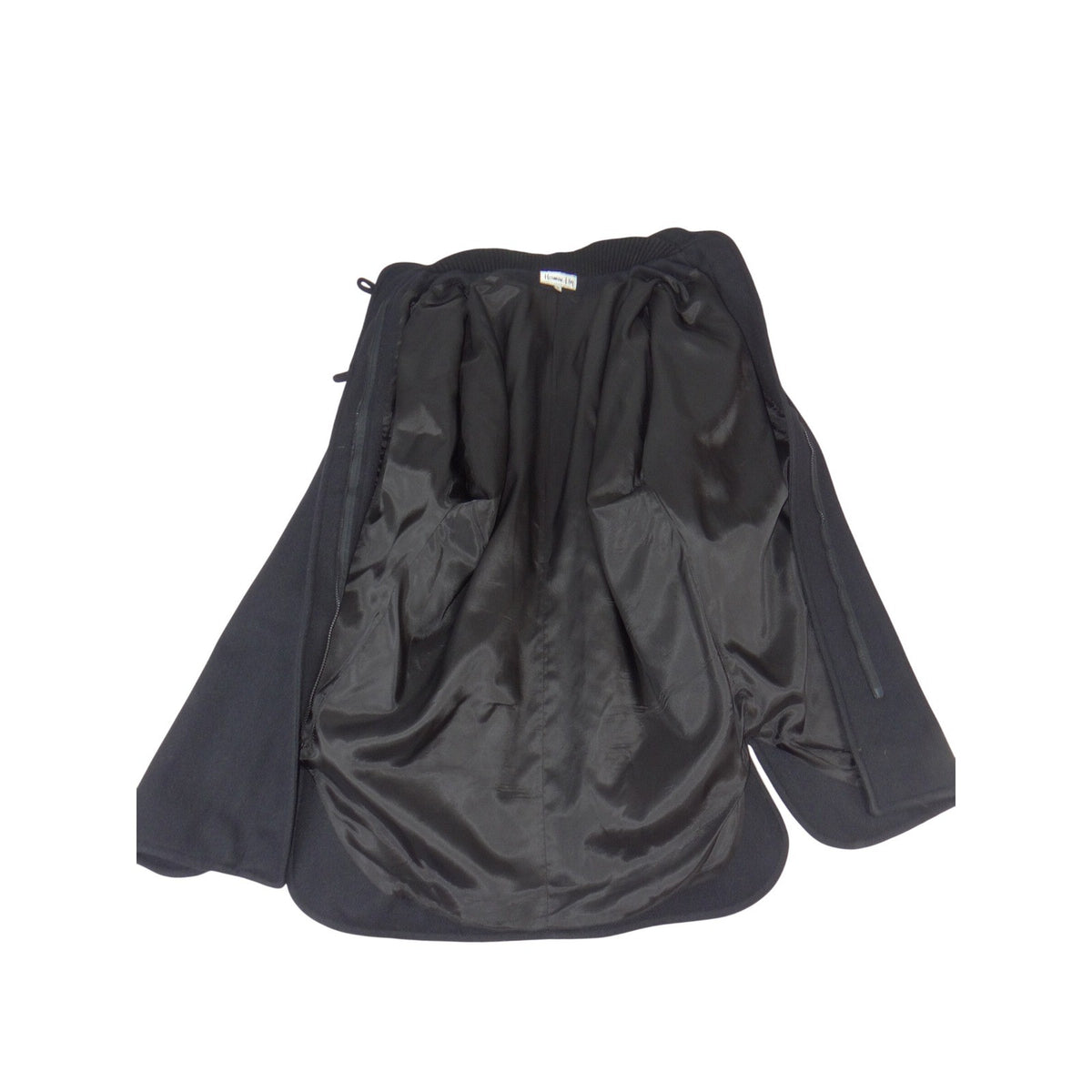 Herman Kay Vintage Black Wool Blend Dolman Sleeve Mock Neck Overcoat Womens S7