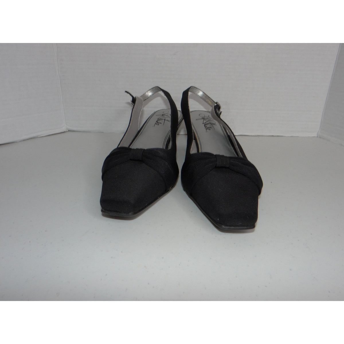 LifeStride Womens Black Fabric Square Toe Slingback Block Heels Size 10M 41149
