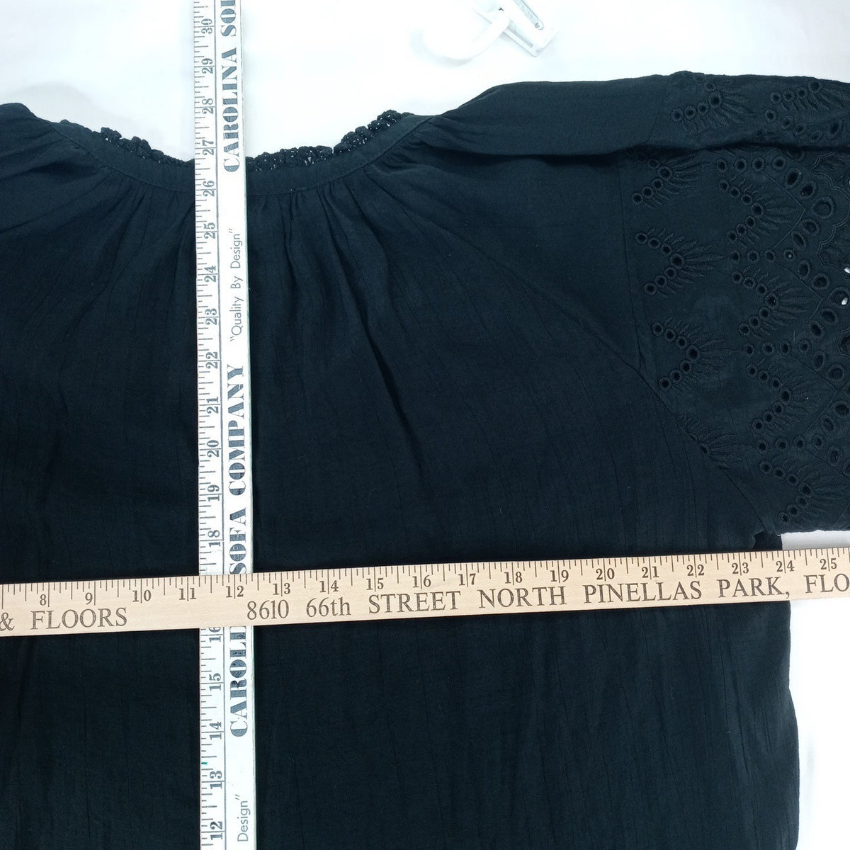 Chelsea Theodore Woman Plus Size 1X TG Black Lace Neck Flutter Sleeve Top