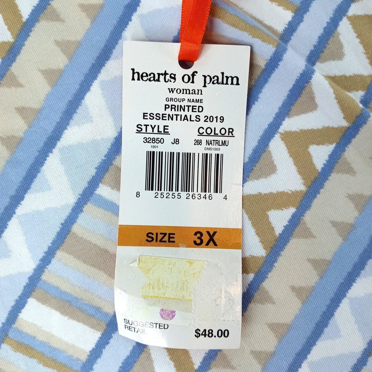 Hearts of Palm Woman 3X 3X Printed Essentials 2019 Top 34 Sleeve Geometric