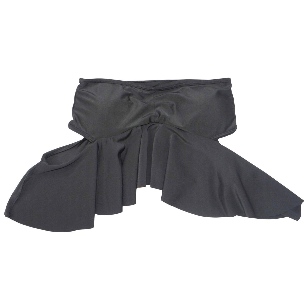 Womens Black Bandeau Peplum Ruffle Bikini Top Small Strapless Swimwear