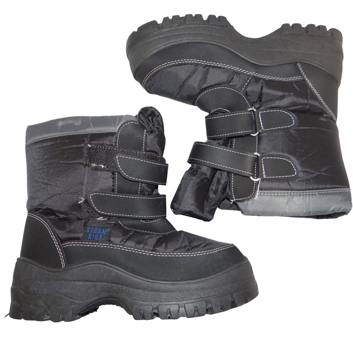 Storm Kidz Black Snow Boots Big Kid 3 Double Strap Platform Winter Shoes0