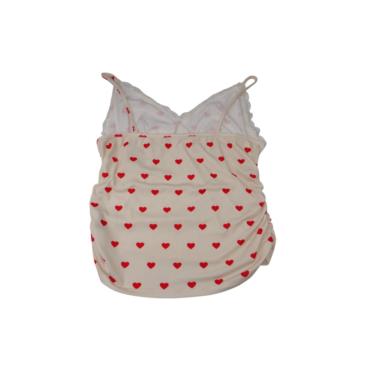 ROMWE Cream Red Heart Ruched Cami Tank Top Size 2XL
