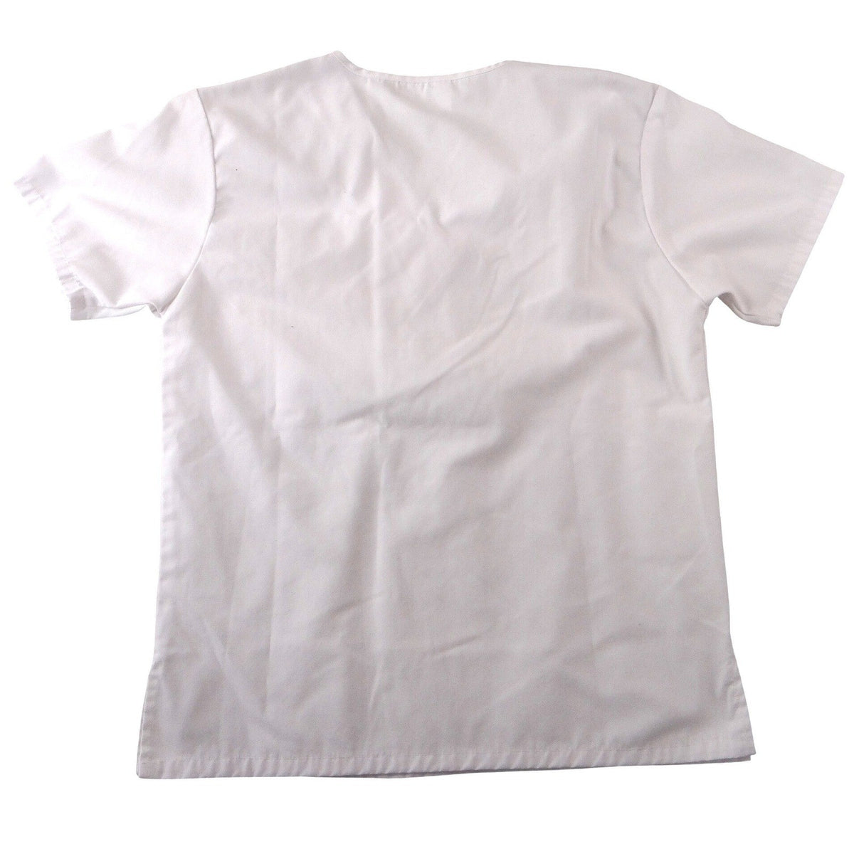 White V-Neck Medical Scrub Top Short Sleeve Chest Pocket Workwear Womens2