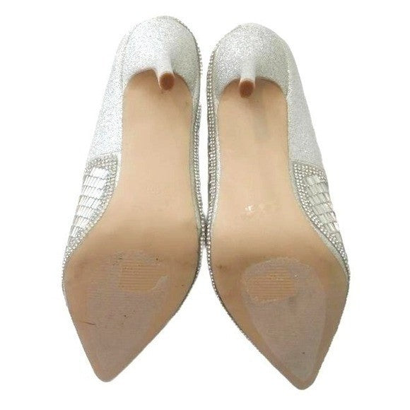 De Blossum Collection Stunning Unique Silver Mirror Mosaic High Heel Pumps Sz 105