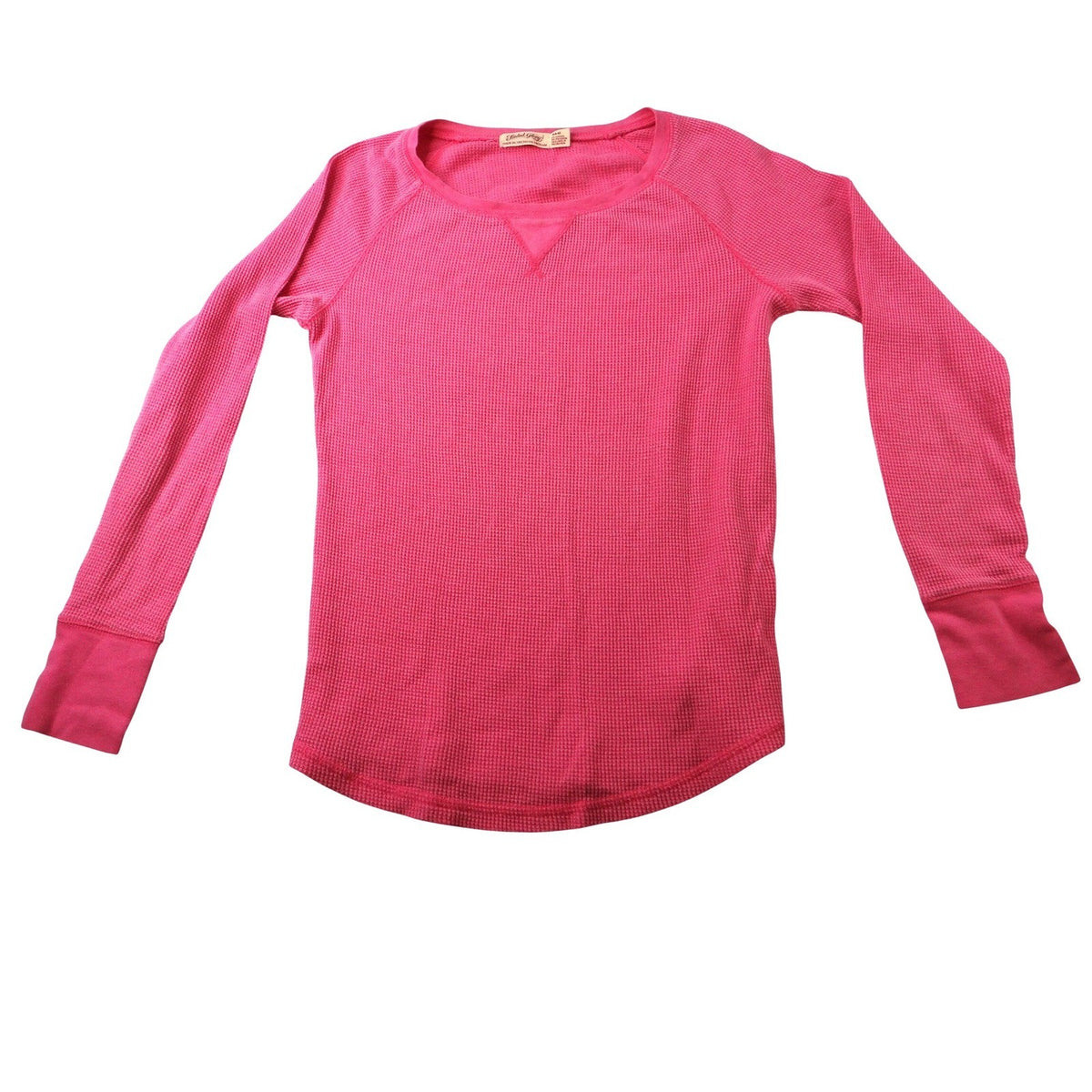 Faded Glory Pink Waffle Knit Long Sleeve Thermal Shirt Top Girls Size S 4-6