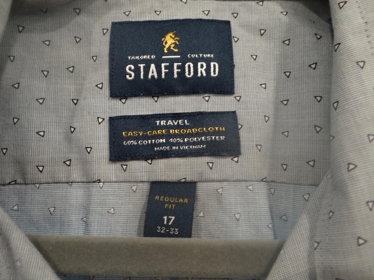 Stafford Men's Travel Shirt   Easy Care Broadcloth   Size 172