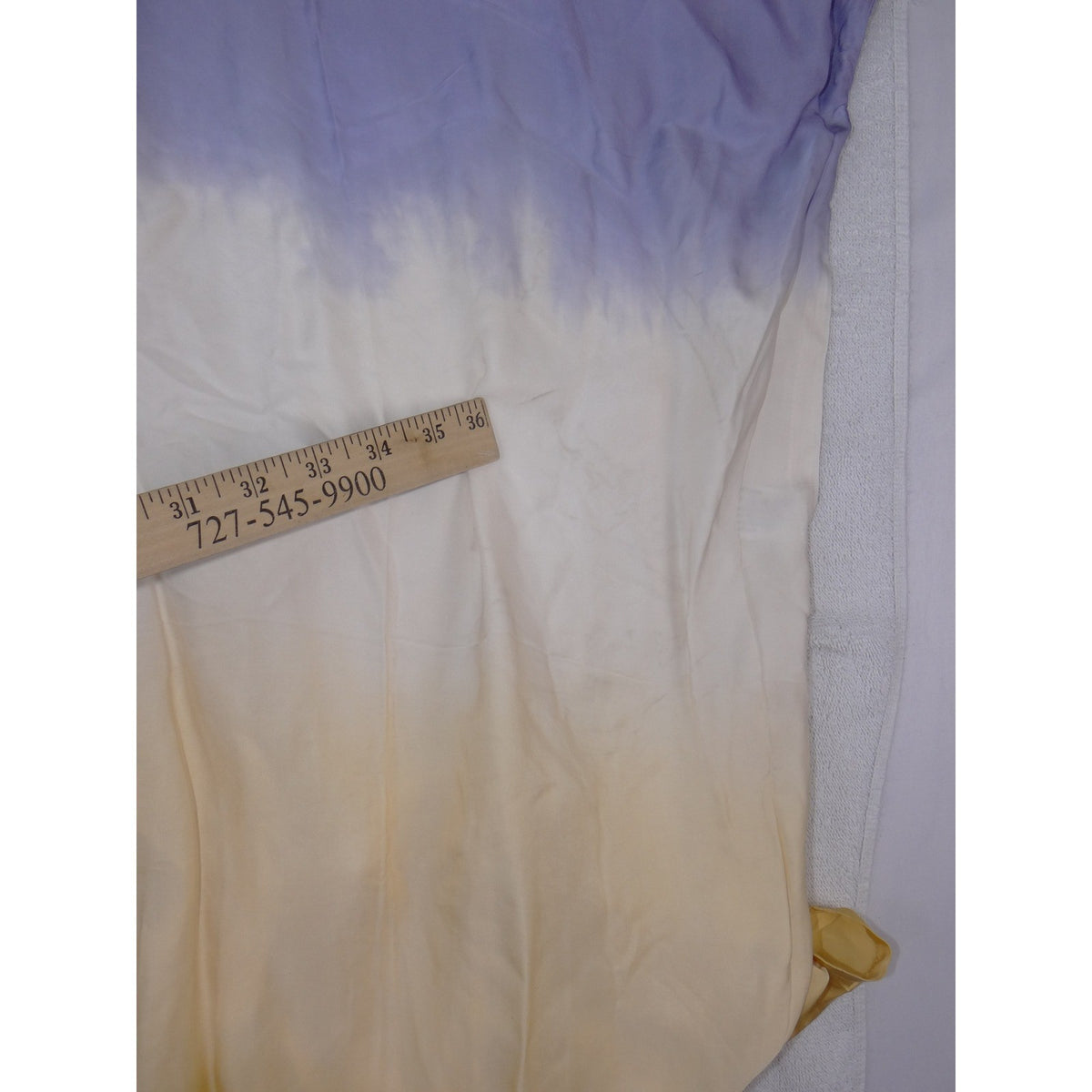 Purple Yellow Ombre Kaftan Maxi Dress V Neck Asymmetrical Hem Short Sleeve 389110