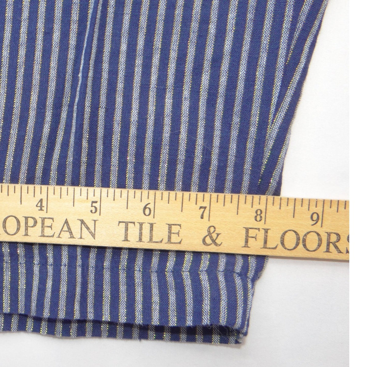 NWT-Ellen Tracy Linen Striped Drawstring Pants Navy Gold Metallic Joggers L8