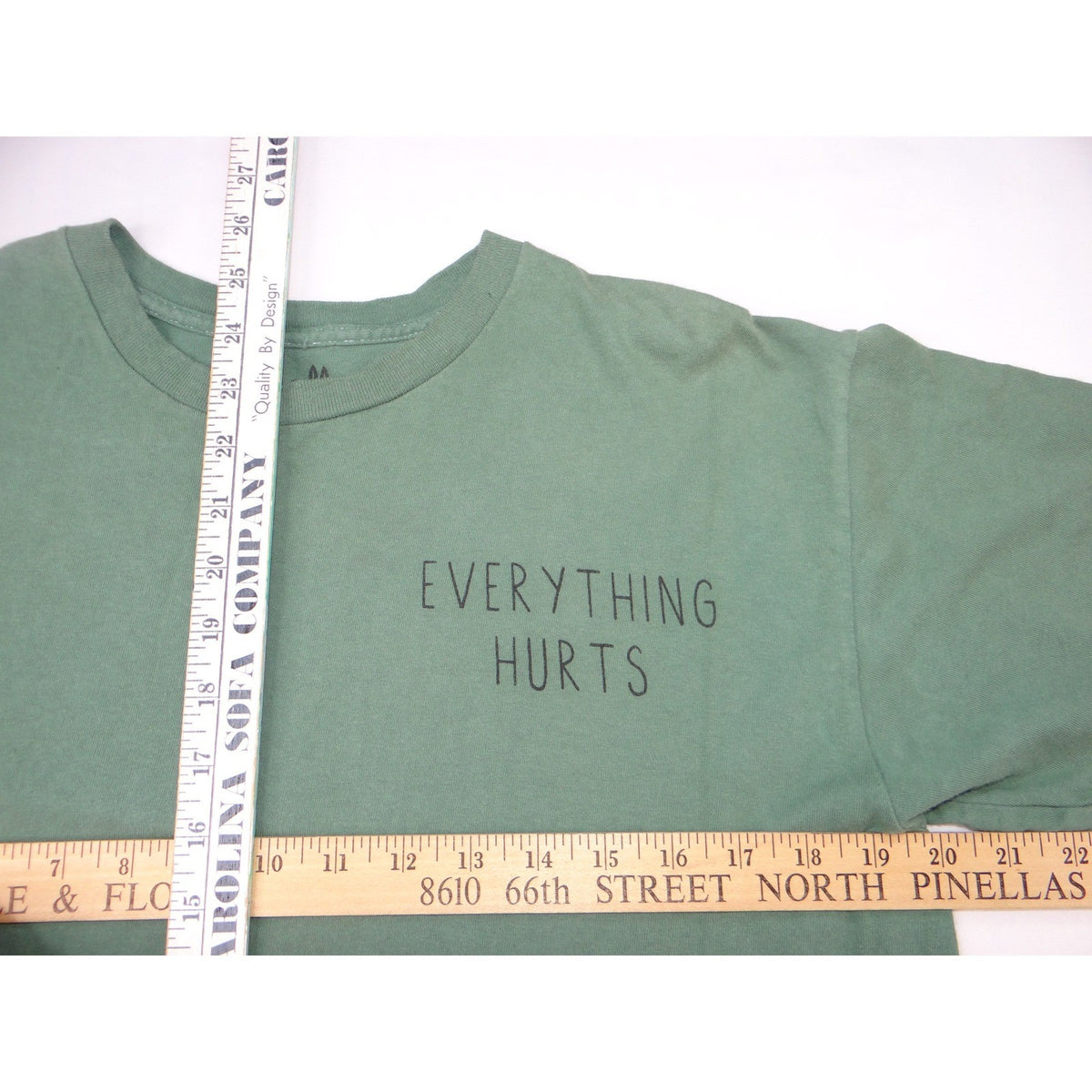 Threadless T Shirt Everything Hurts Grim Reaper Graphic Print Green Size M