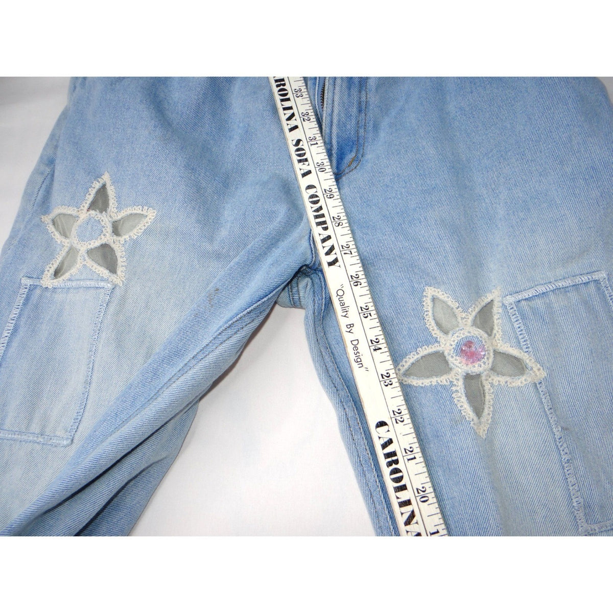 Jeanology Newport News Womens Jeans Star Mesh Cutouts Embellished Denim Sz 164