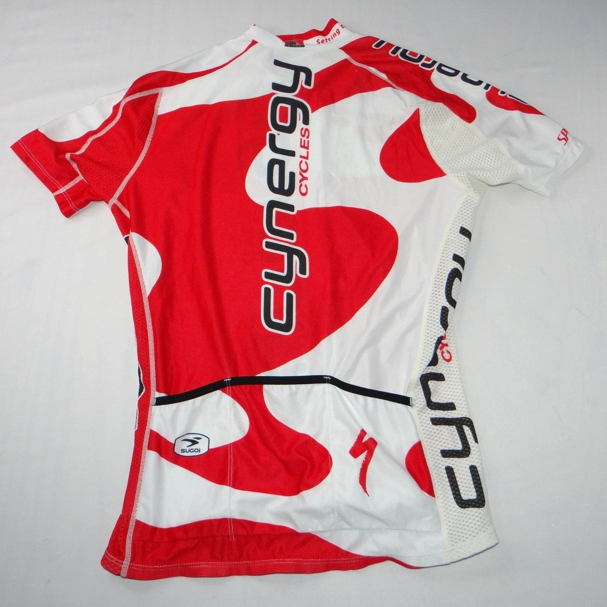 SUGOI Men's Cycling Jersey Short Sleeve Red White Cynergy Cycles Performance Fit2