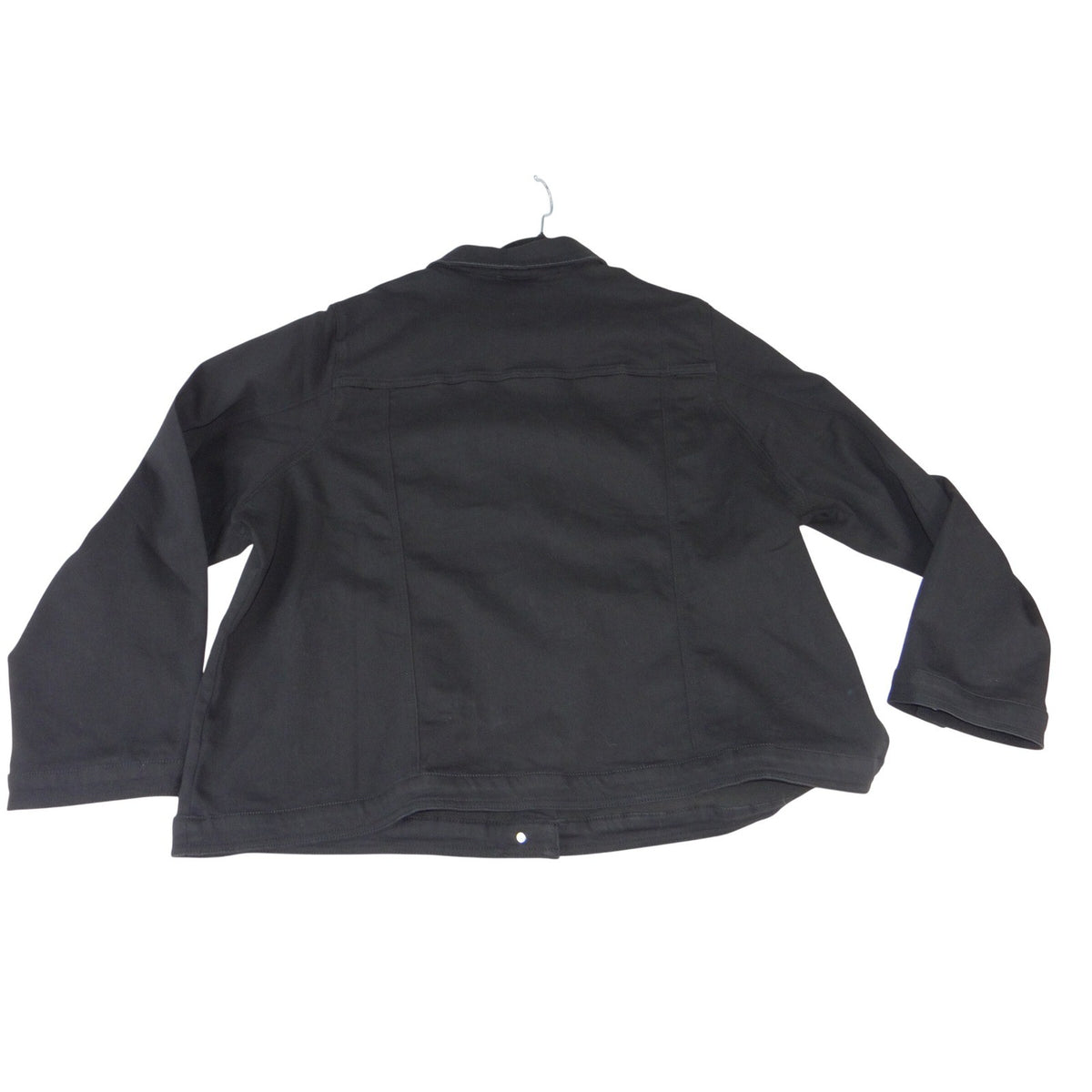 DG2 Diane Gilman Black Denim Trucker Jacket Plus Size 3X Solid Twill Outerwear1