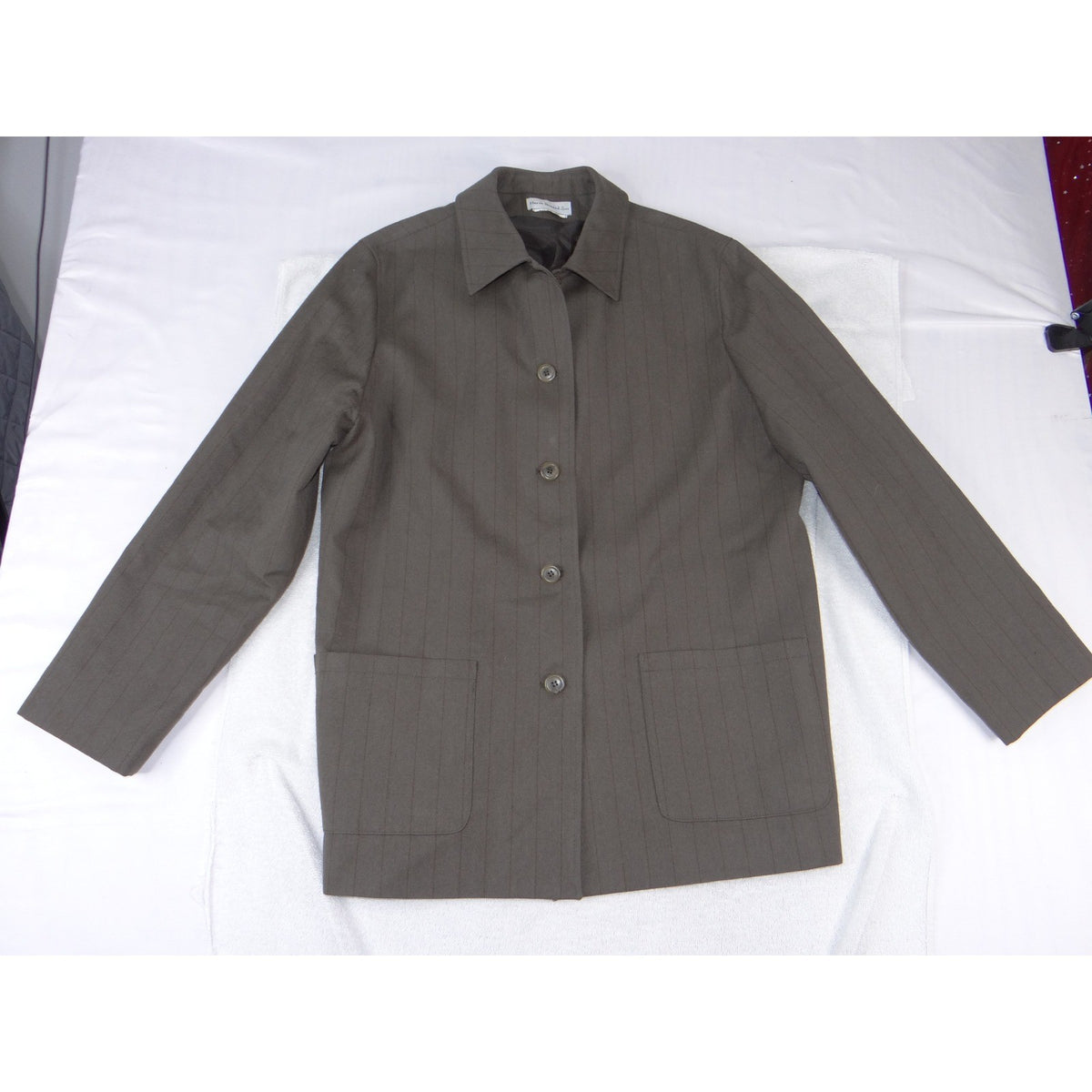 Stafford Mens Brown Pinstripe Two Button Blazer Sport Coat Jacket Regular 39120
