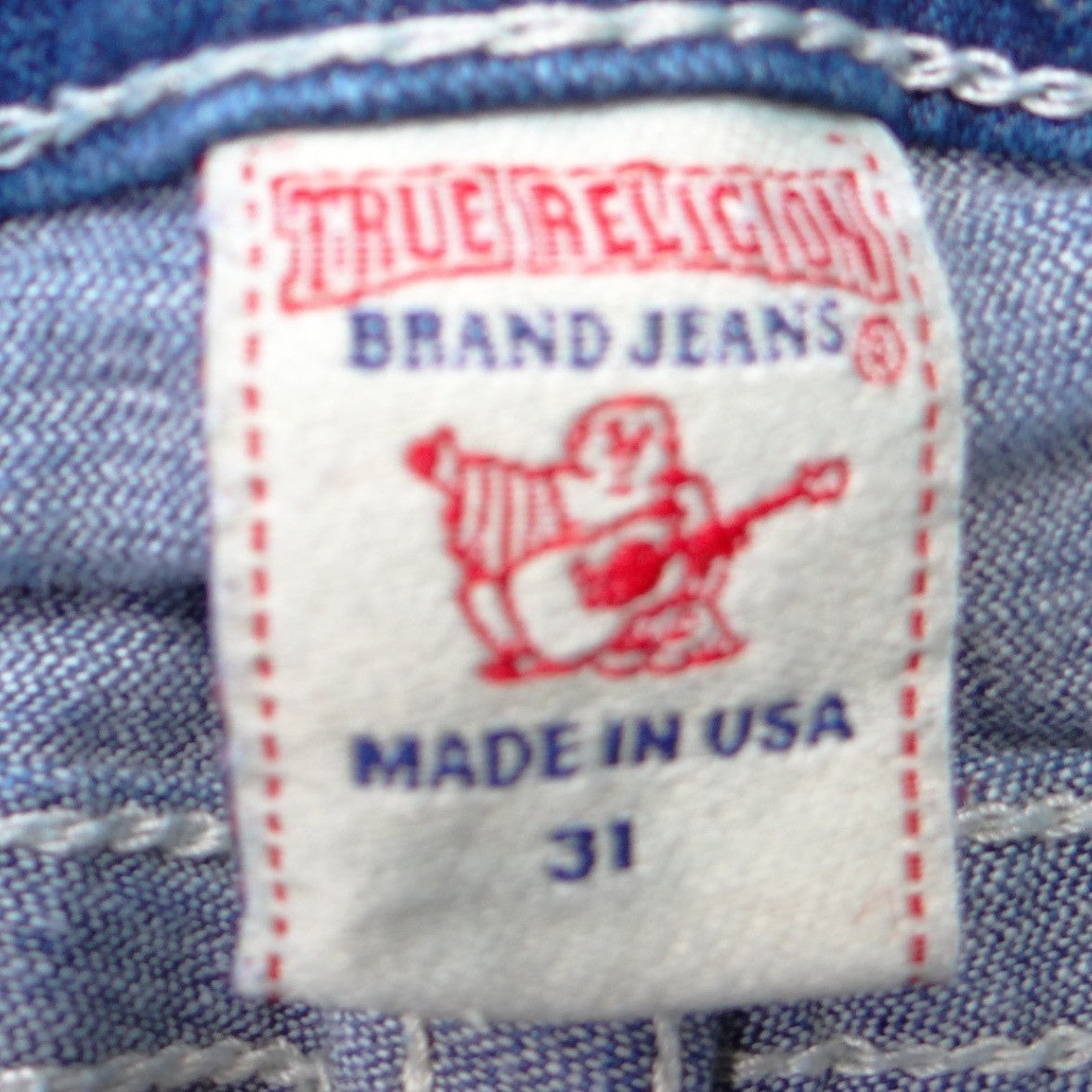 True Religion Joey Bootcut Jeans Womens 31 Medium Wash Blue Made in USA Y2K Low1