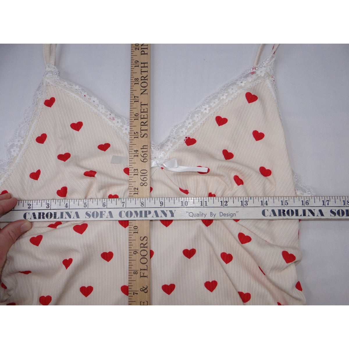 ROMWE Cream Red Heart Ruched Cami Tank Top Size 2XL