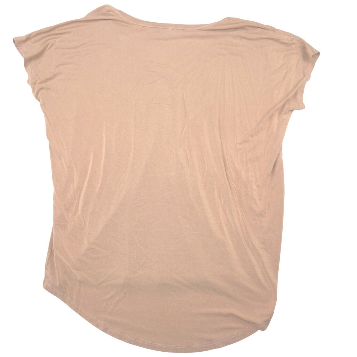 Express Womens Tan V-Neck Short Sleeve Relaxed Fit High-Low Hem Tee Size M