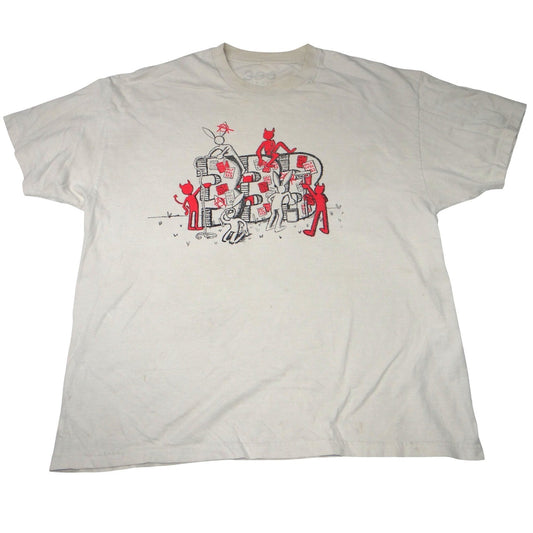 Half Evil 333 Mens Graphic T Shirt Cream Off White Devils Rabbits Streetwear XL0